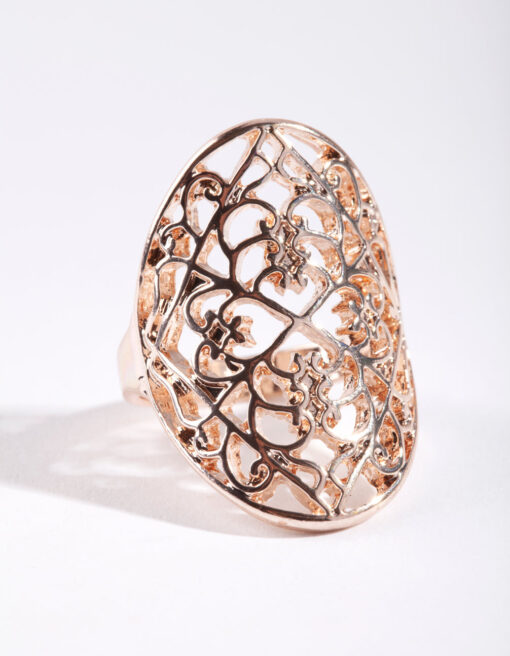 Rose Filigree Shield Ring