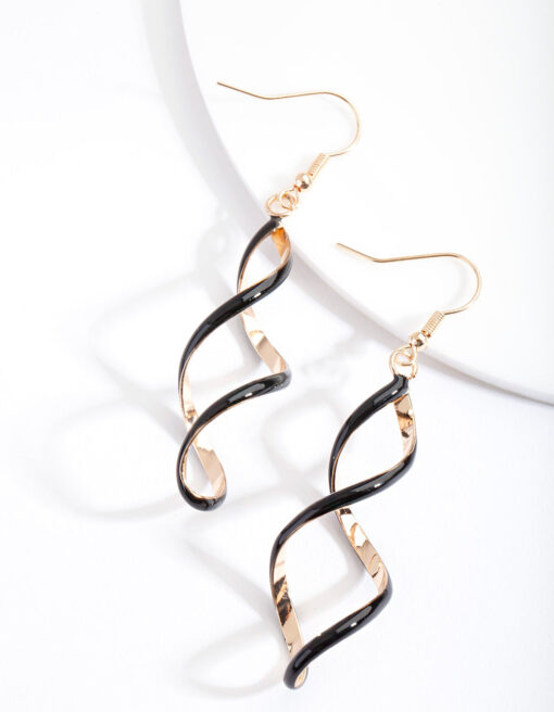 Black Spiral Earrings
