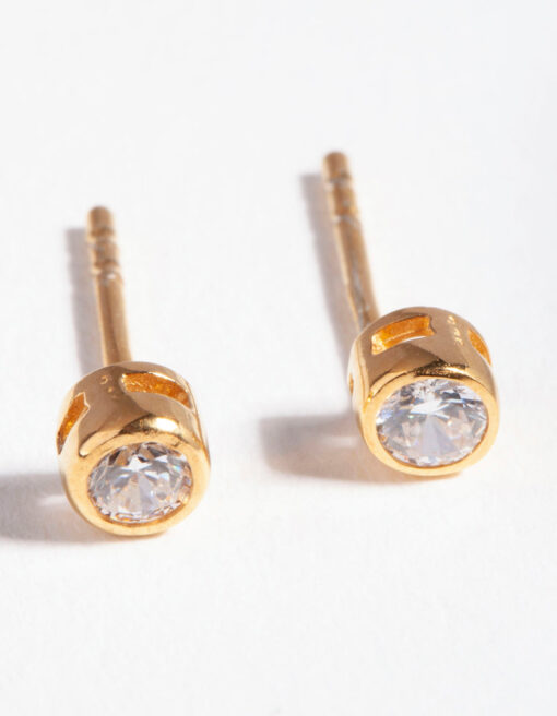 Cubic Zirconia Circle Stud Earrings
