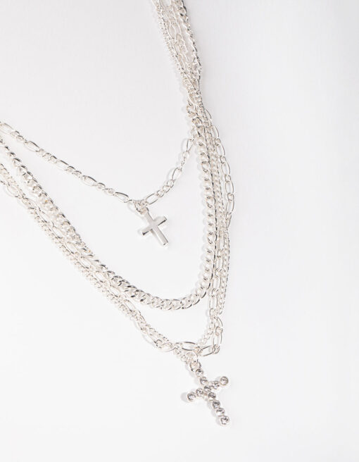 Mix Chain Cross 4-row Necklace