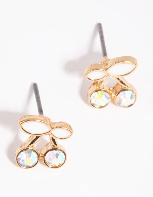 & White Cherry Stud Earrings