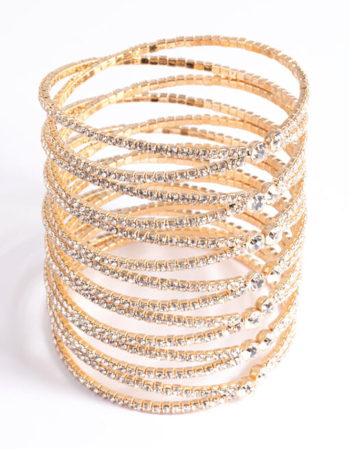 Cross Over Eight Row Cuff Bracelet