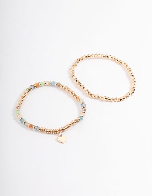 Mixed Bead Heart Bracelet Pack