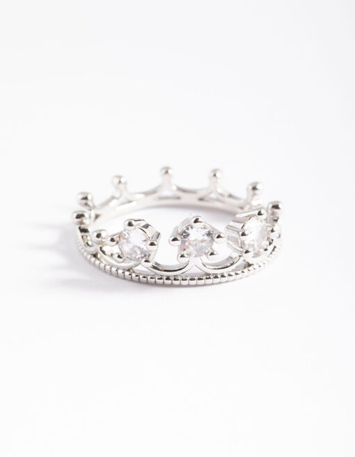 Rhodium  Crown Ring