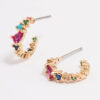 Rainbow Stone Hoop Earrings