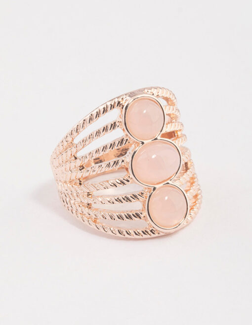 Rose Vertical Triple Stone Ring