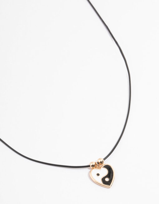 Yin & Yang Heart Cord Necklace