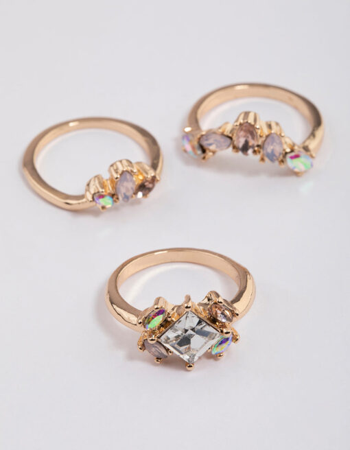 Rose Opal Embellished Ring Pack