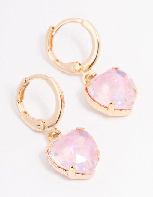 Pink Heart Huggie Earrings