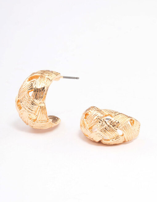 Woven Textured Teardrop Hoop Earrings
