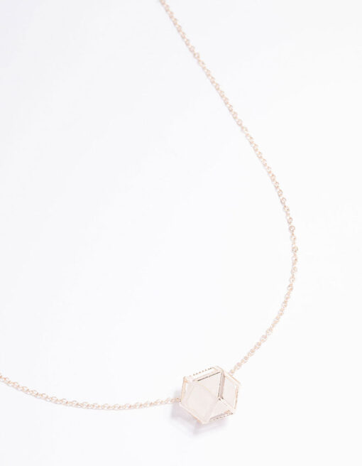 Rose Clear Quartz  Shard Cage Necklace