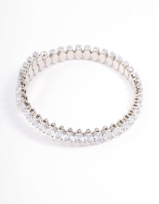 Rhodium  Stone Wrist Cuff