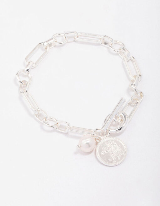 Chunky Coin & Pearl Bracelet