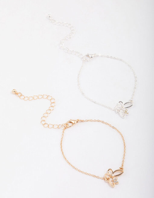 & Two-Toned Butterfly Bracelet Pack