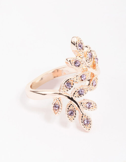 Rose Floral Leaf Wrap Ring