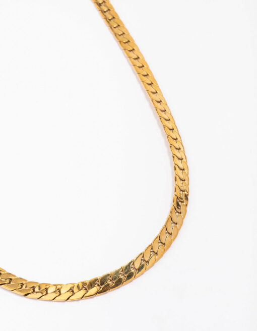 Stainless Steel Flat Curb Chain Necklace