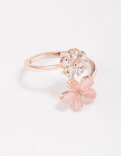 Rose Double Daisy Wrap Ring