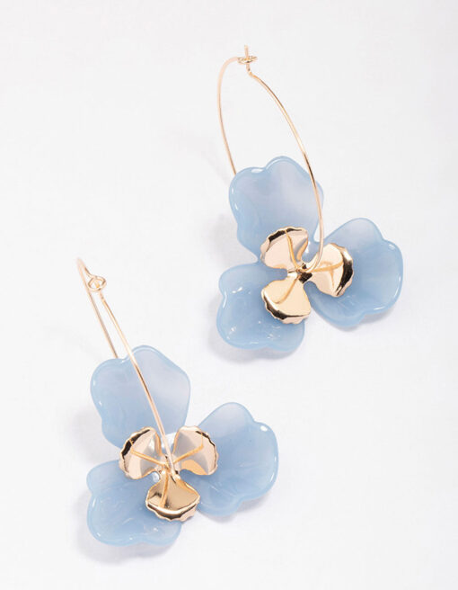& Blue Large Wire Hoop Earrings