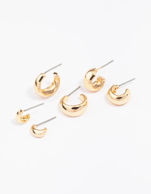 Mixed Gradual Simple Hoop Earring 3-Pack