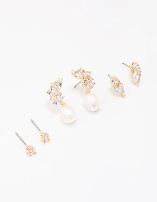 Cluster & Pearl Earring 3-Pack