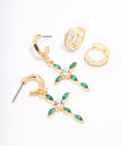 Emerald Cross Earring Pack