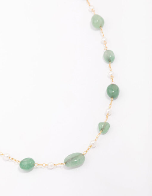 Alternating  Stone Chain Necklace