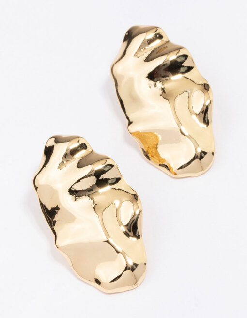 Hammered Oval Stud Earrings