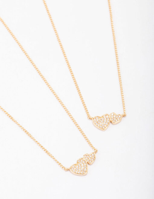 Cubic Zirconia Link Heart Necklace Pack