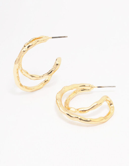 Textured Cross Over Hoop Earrings