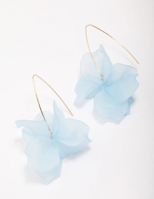 Blue Frosted Flower Drop Earrings