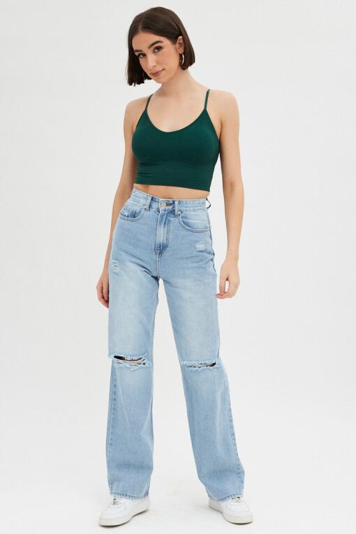 Green Crop Singlet Top Seamless - Image 2