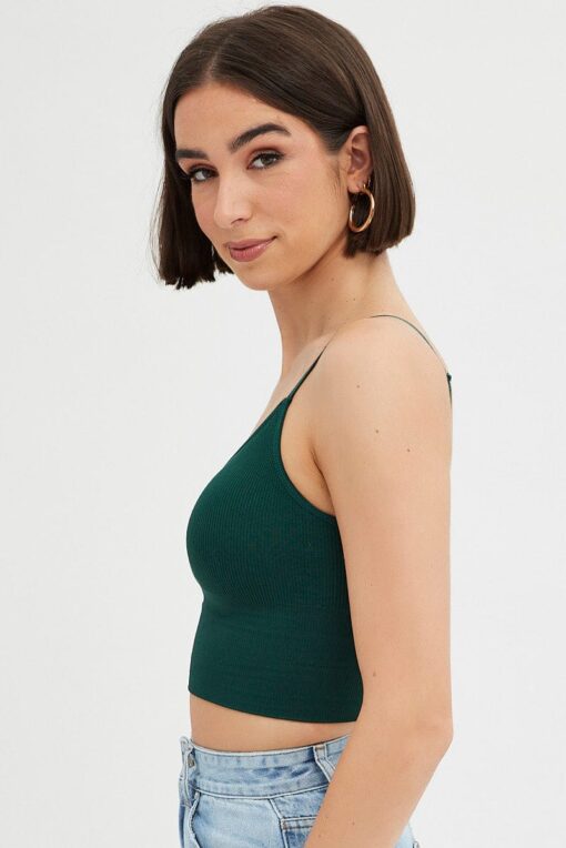 Green Crop Singlet Top Seamless - Image 4