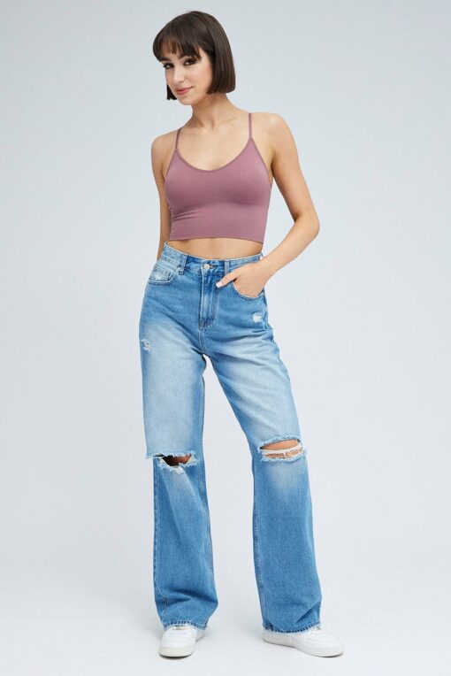 Purple Crop Singlet Top Seamless - Image 2