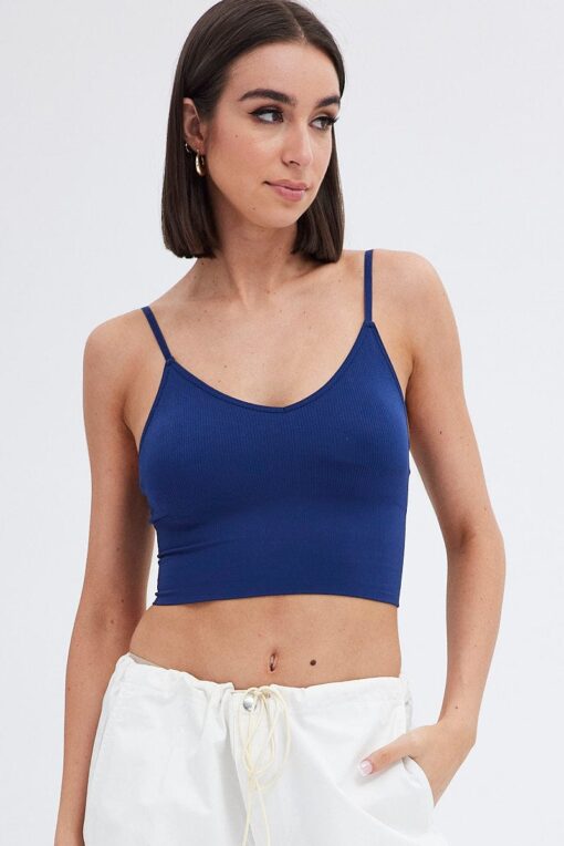 Blue Crop Singlet Top Seamless - Image 3