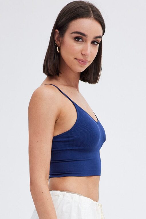 Blue Crop Singlet Top Seamless - Image 4