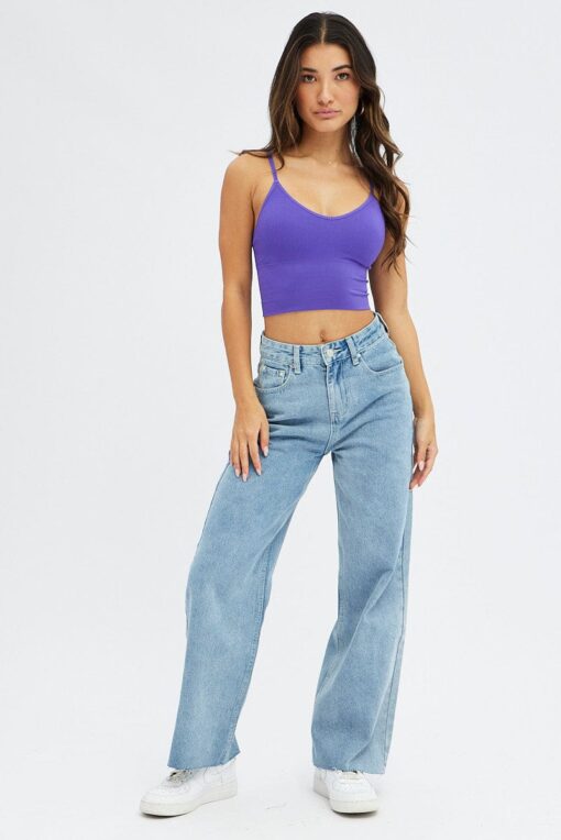 Purple Crop Singlet Top Seamless - Image 2