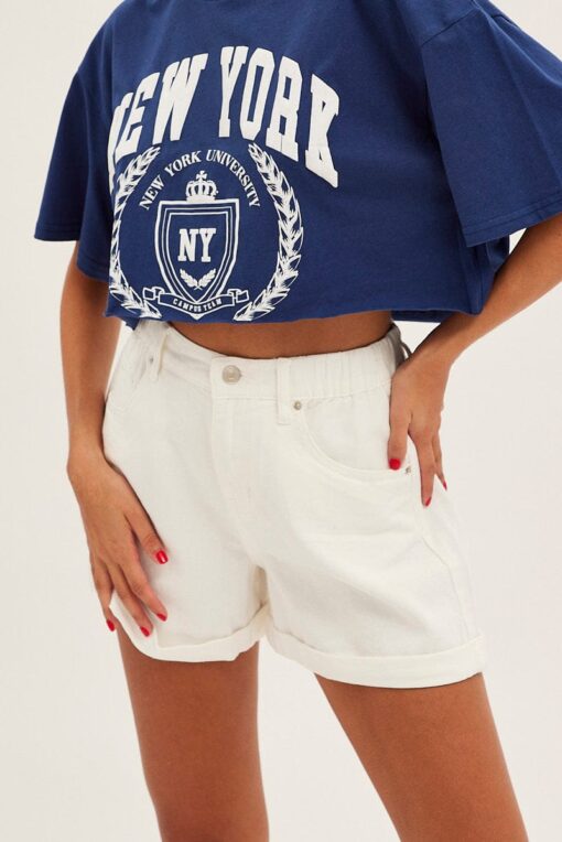 White Denim Shorts High Rise - Image 2