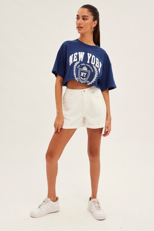 White Denim Shorts High Rise - Image 3