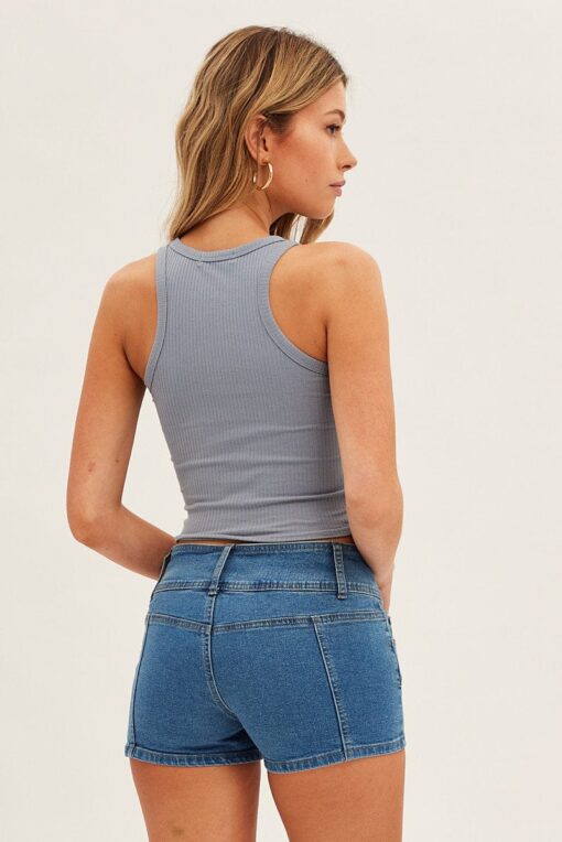 Denim Low Rise Denim Shorts Skinny - Image 5