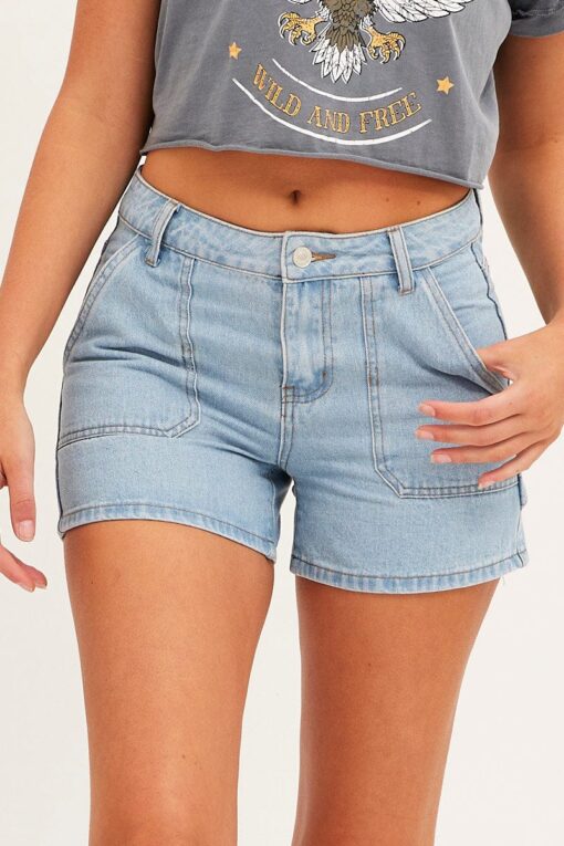 Blue Relaxed Denim Shorts High Rise - Image 2