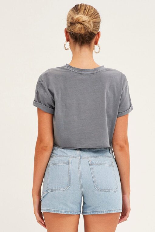 Blue Relaxed Denim Shorts High Rise - Image 5