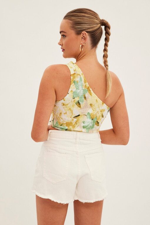 White Relaxed Denim Shorts High Rise - Image 5