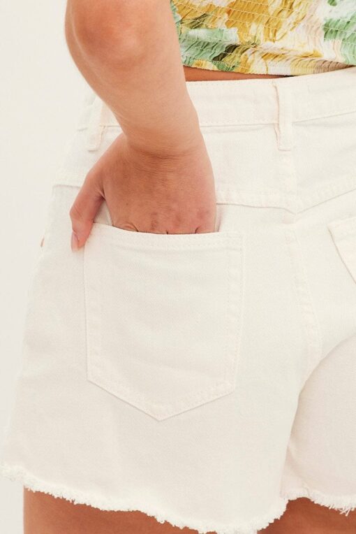 White Relaxed Denim Shorts High Rise - Image 6
