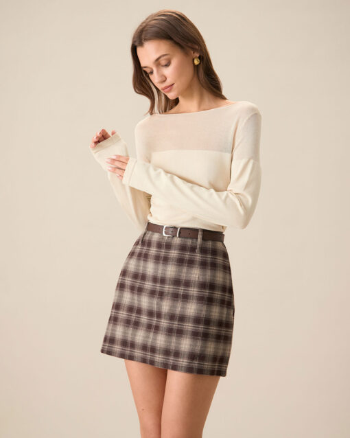 The Apricot Boat Neck Sheer Knit Top - Image 2