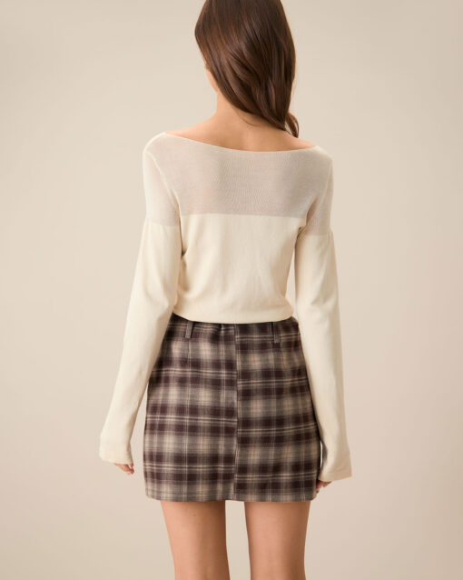 The Apricot Boat Neck Sheer Knit Top - Image 3