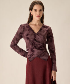 Purple Floral Ruched Wrap Tee