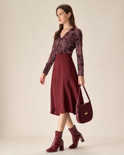 Purple Floral Ruched Wrap Tee - Image 4