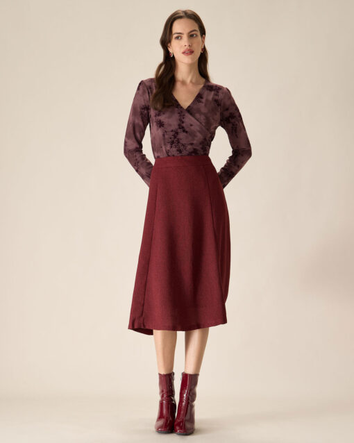 Purple Floral Ruched Wrap Tee - Image 3
