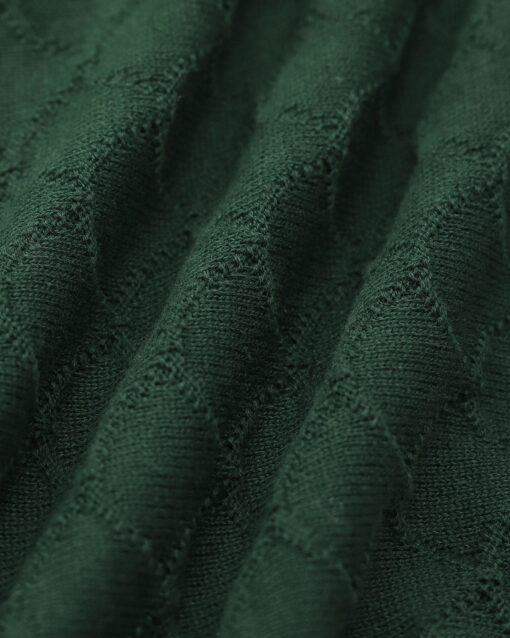 The Dark Green Lapel Ribbed Textured Knit Top - Image 6