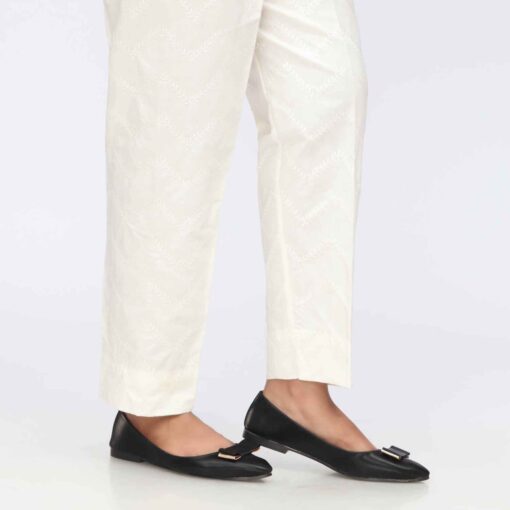 Cream Cambric Embroidered Slim Fit Trouser PS3564 - Image 2